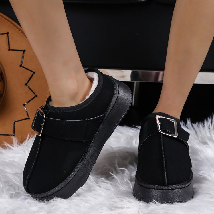 Scarpe da donna in cotone con suola spessa e pelliccia integrata, nuovi stivali da neve invernali con velluto, scarpe casual in cotone caldo in pelle di sabbia_voghion.com