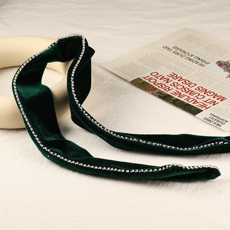 Estilo de la celebridad flocado diadema mujer estilo coreano Internet celebridad Mori anudado diadema francés retro cinta de terciopelo banda de pelo