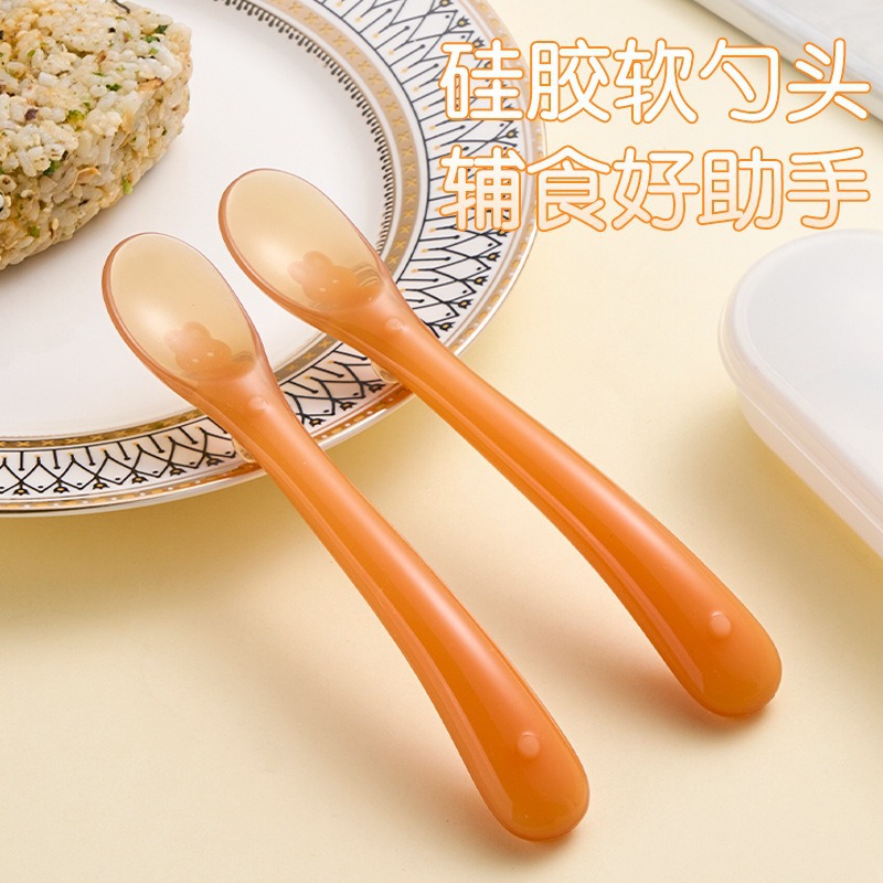 Children's Silicone Food Supplementation Spoon Infant Feeding Soft Spoon Baby Learn to Eat Rice Spoon Feeding Porridge Feeding Spoon