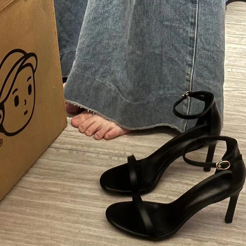 Black Slipper Sandals Korean 2023 New Summer Trendy Internet Celebrity High Heels Women's Shoes Stiletto Ins