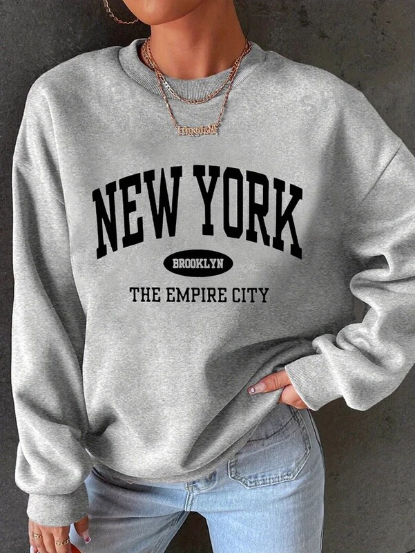 【Cross-Border European Size】Women's Casual American Print Pullover Sweater with Geometric Design, Long Sleeves, Round Neck, Machine Washable, Regular Fit 【Cross-Border European Size】Women's Casual American Print Pullover Sweater with Geometric Design, Long Sleeves, Round Neck, Machine Washable, Regular Fit