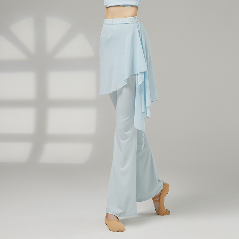 舞蹈裤微喇叭裤女现代舞遮臀假两件裙裤古典舞练功服形体裤子