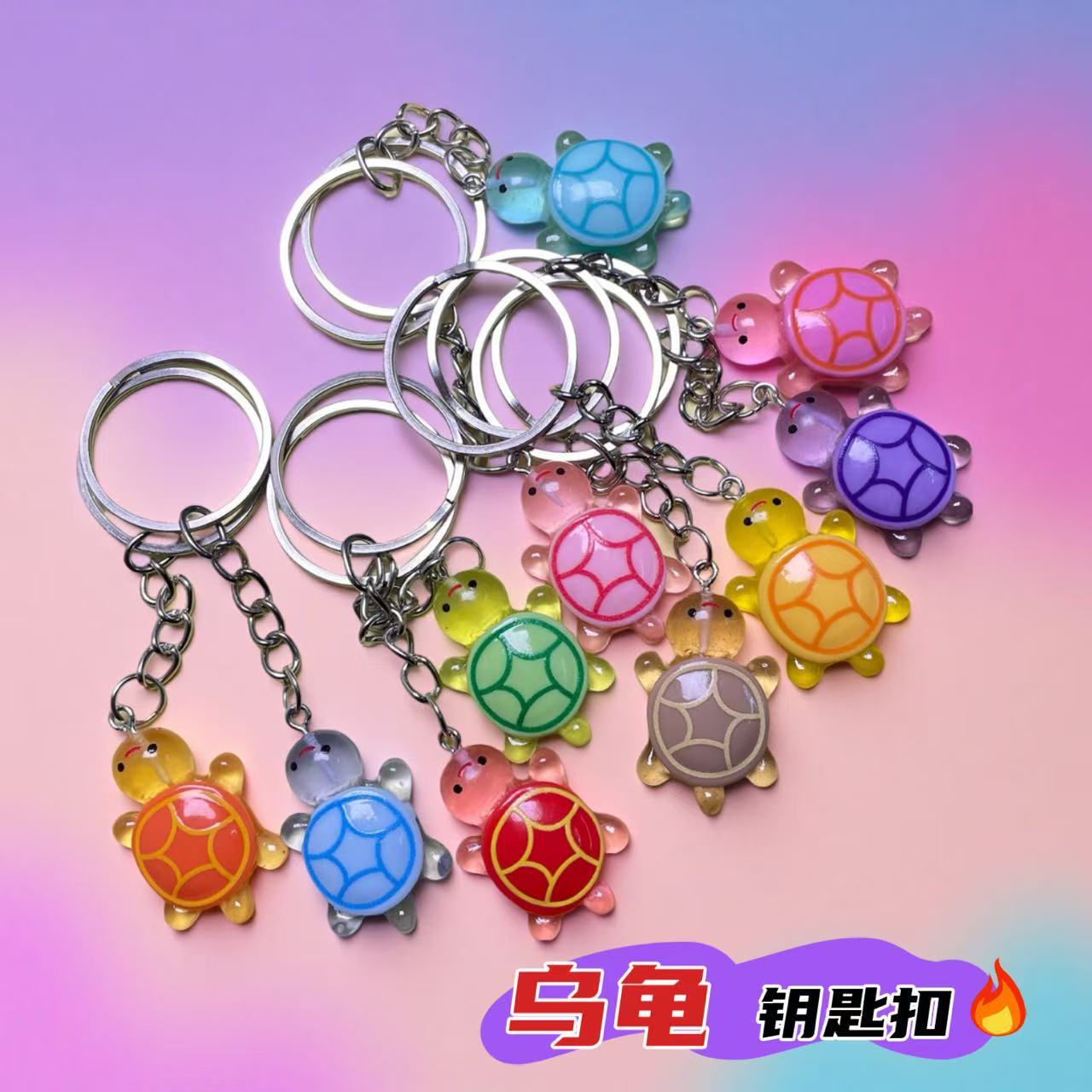 Little turtle keychain resin pendant, luminous little turtle pendant, cute figurine, car bag keychain accessory