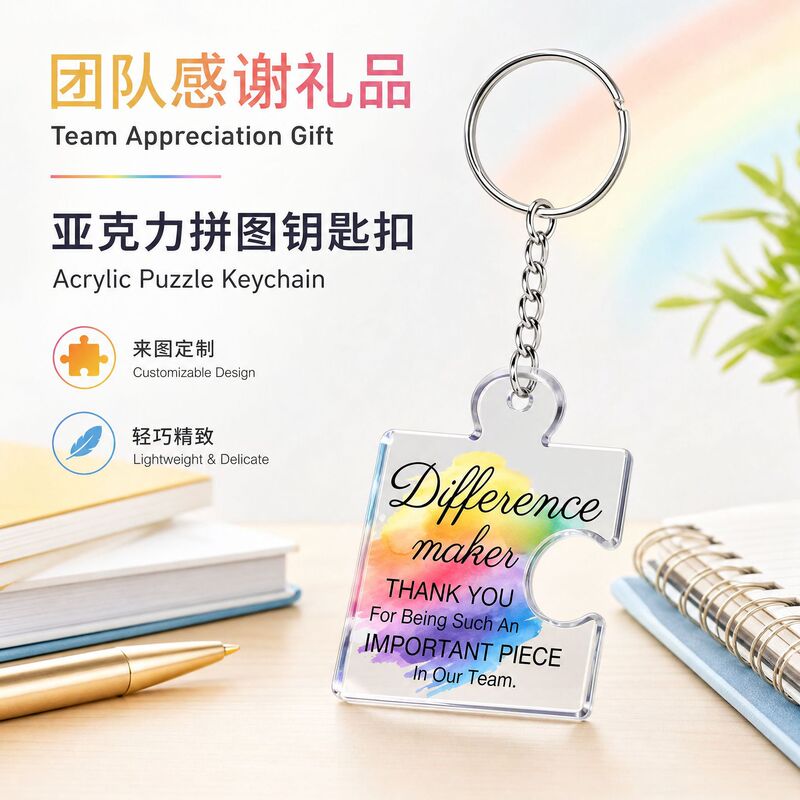 Cross-Border New Acrylic Puzzle Keychain Team Appreciation and Motivation Pendant Employee Welfare Gift Keychain Cross-Border New Acrylic Puzzle Keychain Team Appreciation and Motivation Pendant Employee Welfare Gift Keychain