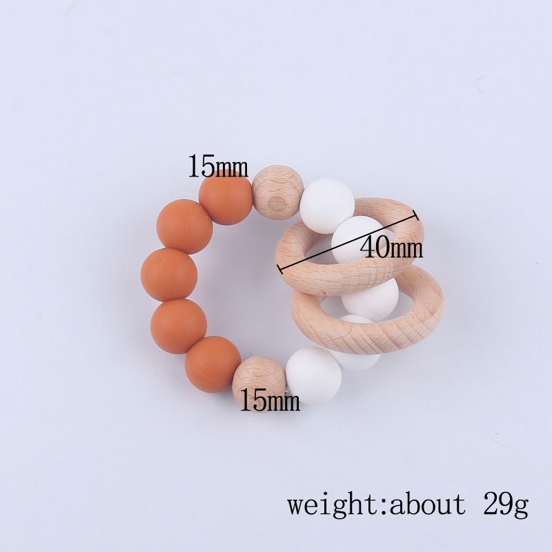 Nuevo bebé suministros mordedor pulsera creativa cuentas de silicona Beech anillo mordida molar pulsera mordedor juguete