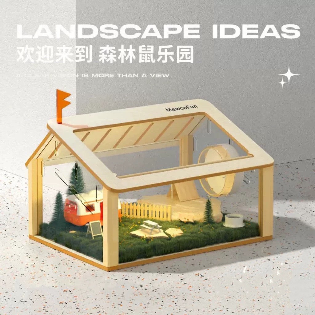 Shunwei Trading/Hamsters cage Super large transparent Acrylic Landscaping woodiness double-deck villa