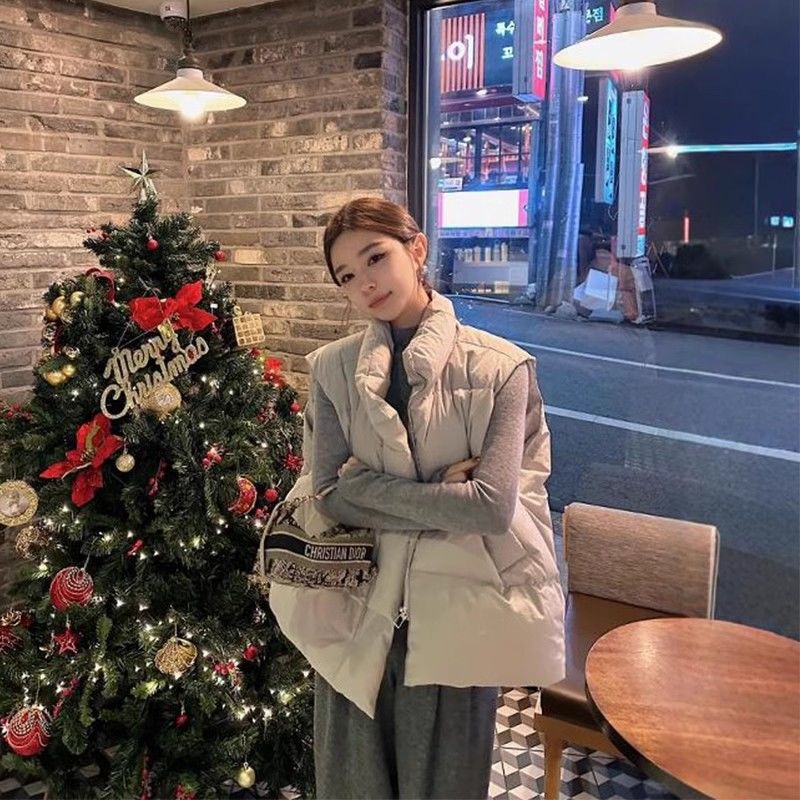 Women's New Outerwear 2025 Winter Loose Thickened Cotton down Vest Jacket Trendy