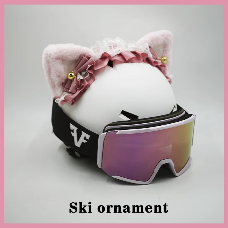 Handmade Cat Ear Hairband Detachable Ski Helmet Decoration