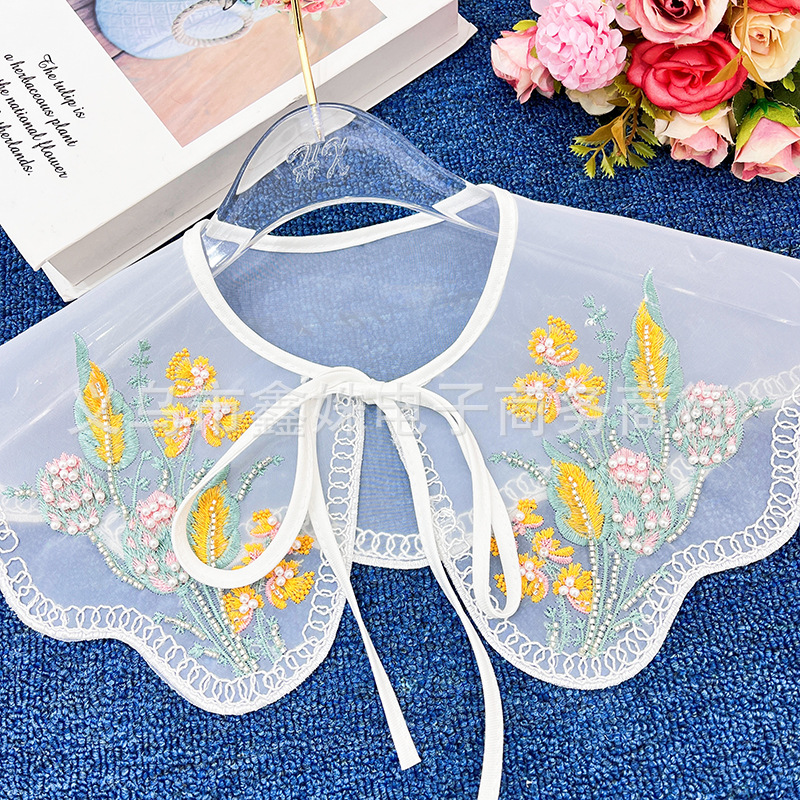 珍珠串珠绣花花边女装百搭衣领 服装辅料配件配饰