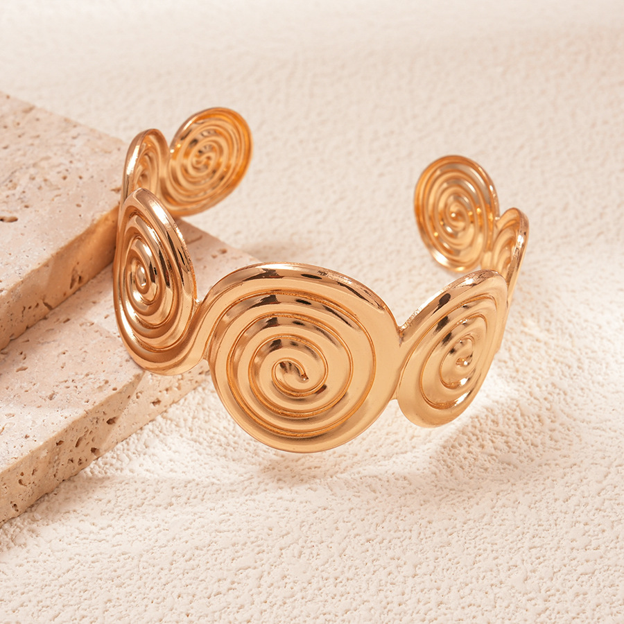Europa y América sensación de metal redondo espiral abertura pulsera de industria pesada transfronteriza personalidad de alto nivel nicho simple joyas image 7