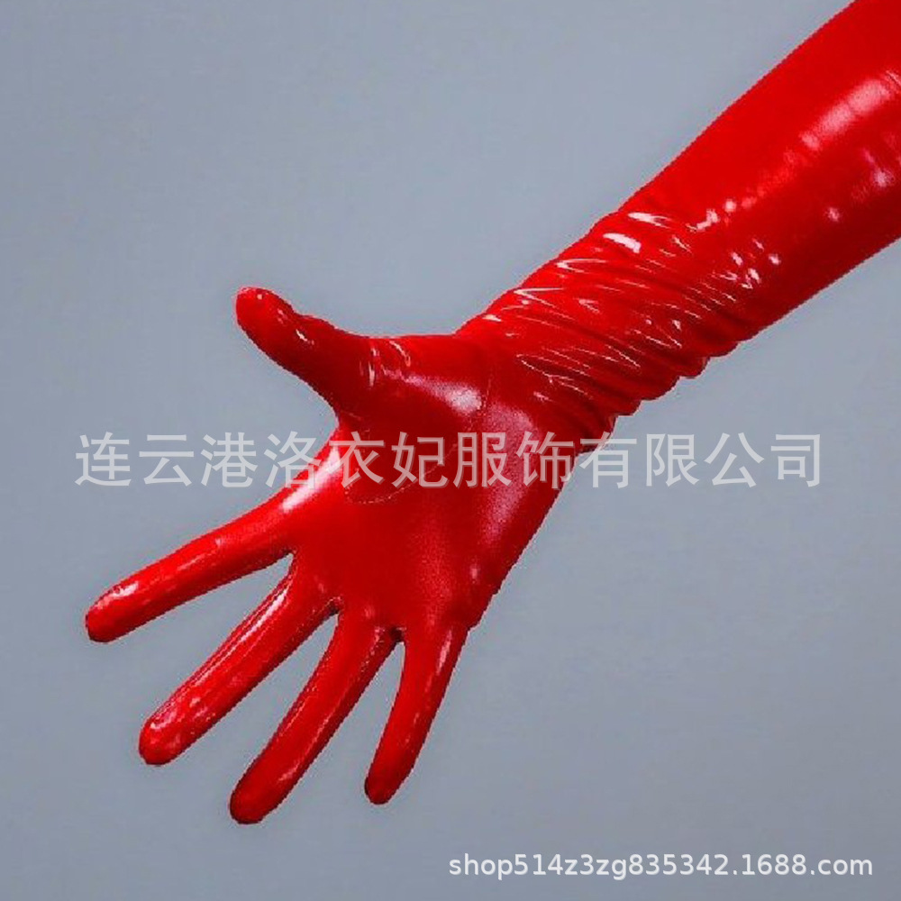 Luo Yifei alta elástico brillante guantes de cuero europeo y americano punk hip hop pu guantes sexy Lencería fabricante 6825