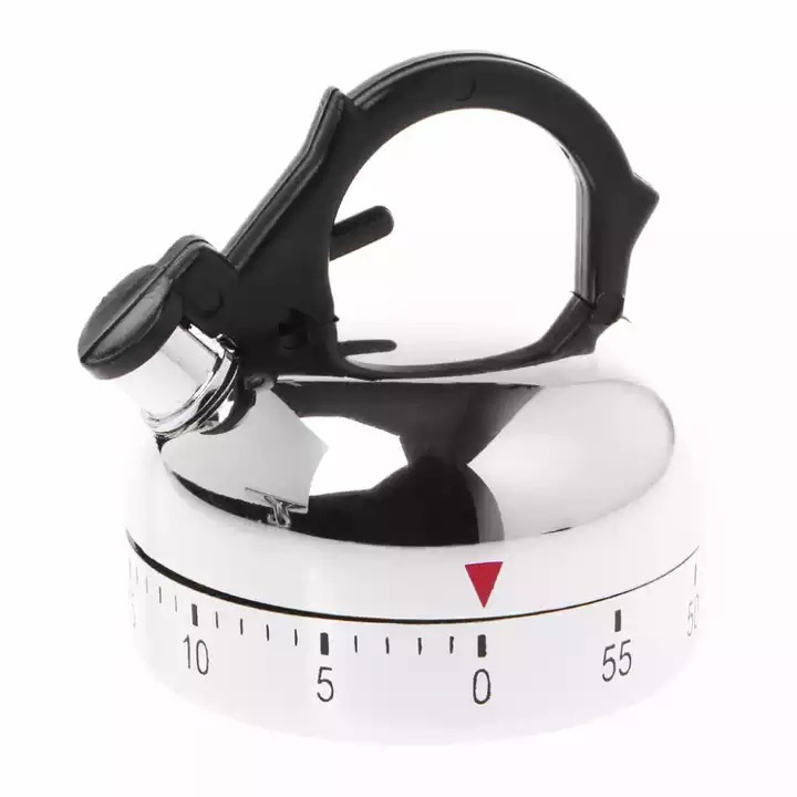 60 minutos de plata pequeña forma hervidor mecánico temporizador reloj despertador cadena giratoria temporización recordatorio T401