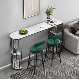 Scandinavian Stone Slate Semi-Circle Bar Table Dining Table Simple Home Store Table and Chairs Against the Wall Narrow Table Partition Wine Cabinet Table