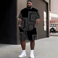 Летний новый повседневный спортивный комплект футболок с 3D цифровой печатью для мужчин больших размеров, 2025 г.