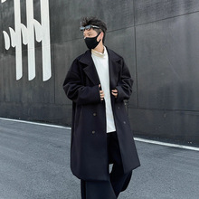 冬季毛呢大衣男高级感中长款过膝双排扣呢子外套加厚ins潮流风衣