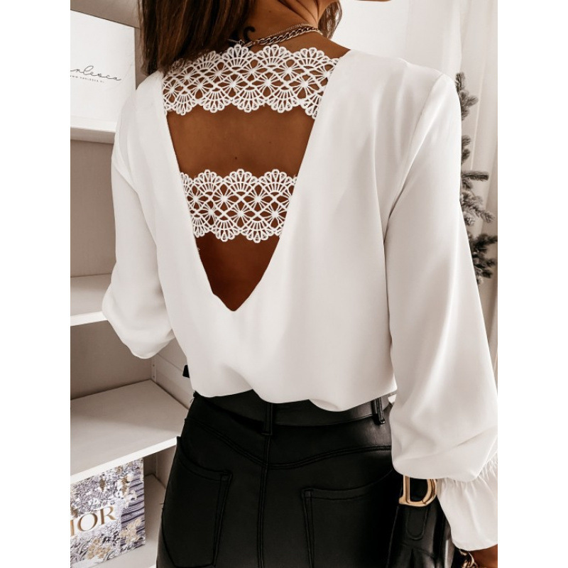 Lace Shirt Women's New Style Spring Collar Shirt Long Sleeve Independent Stand Lace Shirt Women's New Style Spring Collar Shirt Long Sleeve Independent Stand