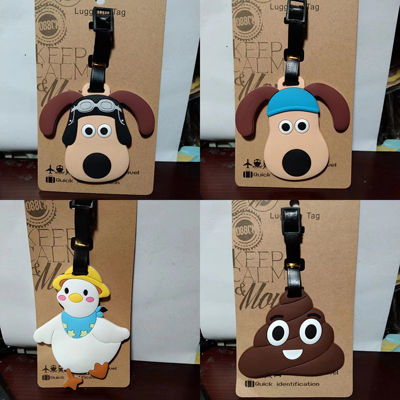 Cartoon creative dog luggage tag owner come on duck poop luggage bag identification tag identification pendant