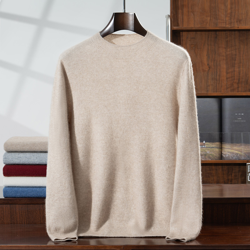 Half Turtleneck Cashmere Men's Business Sweater Autumn and Winter New Pullover Pure Color Inner Knitted Bottoming Shirt Loose and Simple Half Turtleneck Cashmere Men's Business Sweater Autumn and Winter New Pullover Pure Color Inner Knitted Bottoming Shirt Loose and Simple