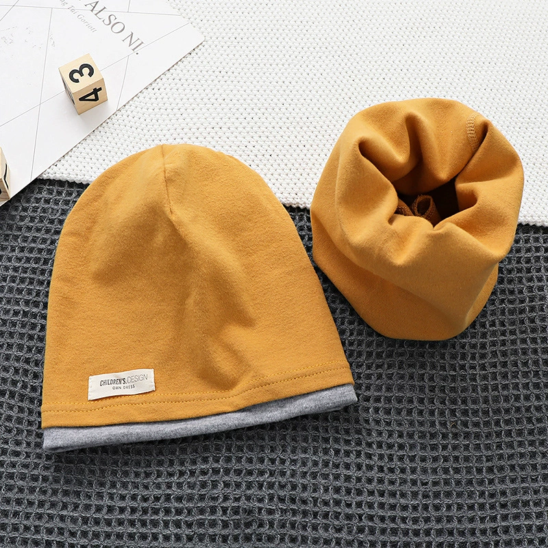 Demi-season kids' cotton set with scarf in Korean style, 2-8y, 48-54cm, multi-color options