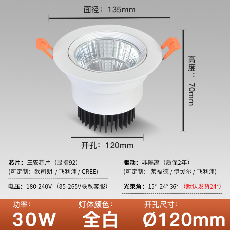 Led天井灯埋め込み式スポットライト洋服店業務用天井灯三色変光ホテルのリビングには主灯がありません。|undefined