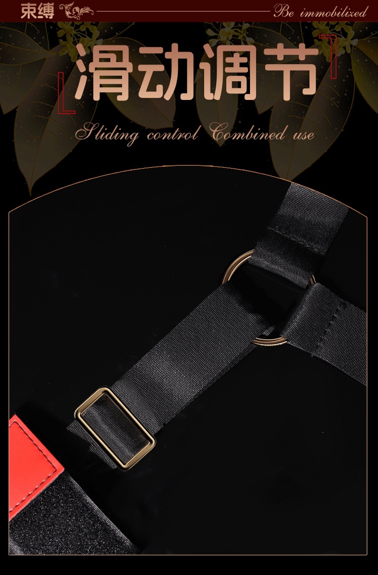 Bed Restraint Set with Alloy Clips, Black Polyester Bondage Kit for Couples — detail image 4