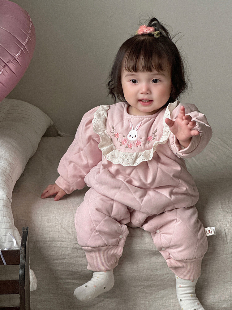 Ropa de bebé Ropa de otoño e invierno Ropa de bebé de una pieza Princesa más algodón acolchado de terciopelo Ropa de algodón súper linda para bebés Ropa de salida de invierno