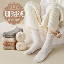 【加厚保暖-珊瑚绒】纯色袜子女棉袜堆堆袜中筒批发月子袜秋冬季
