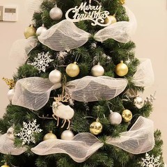 クリスマスツリーのリボンのクリスマスの配置ppネットのガーゼの花輪の蝶結びの部品