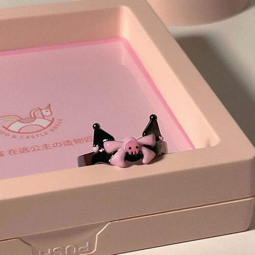 Kuromi Baku bestie ring female cp couple style simple couple ring cute girl style internet celebrity trend