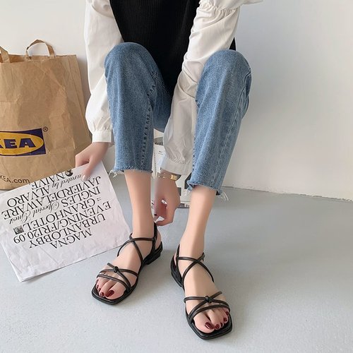 Ladies' Summer New Sandals with Toe Exposure, Beach and Sand Shoes, Fairy Style Flat Sandals