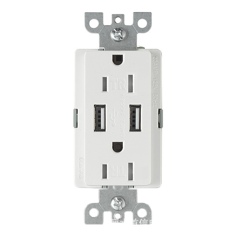 跨境电商亚马逊工厂直供 美标USB充电墙壁插座 保护门TR 快充4.2A