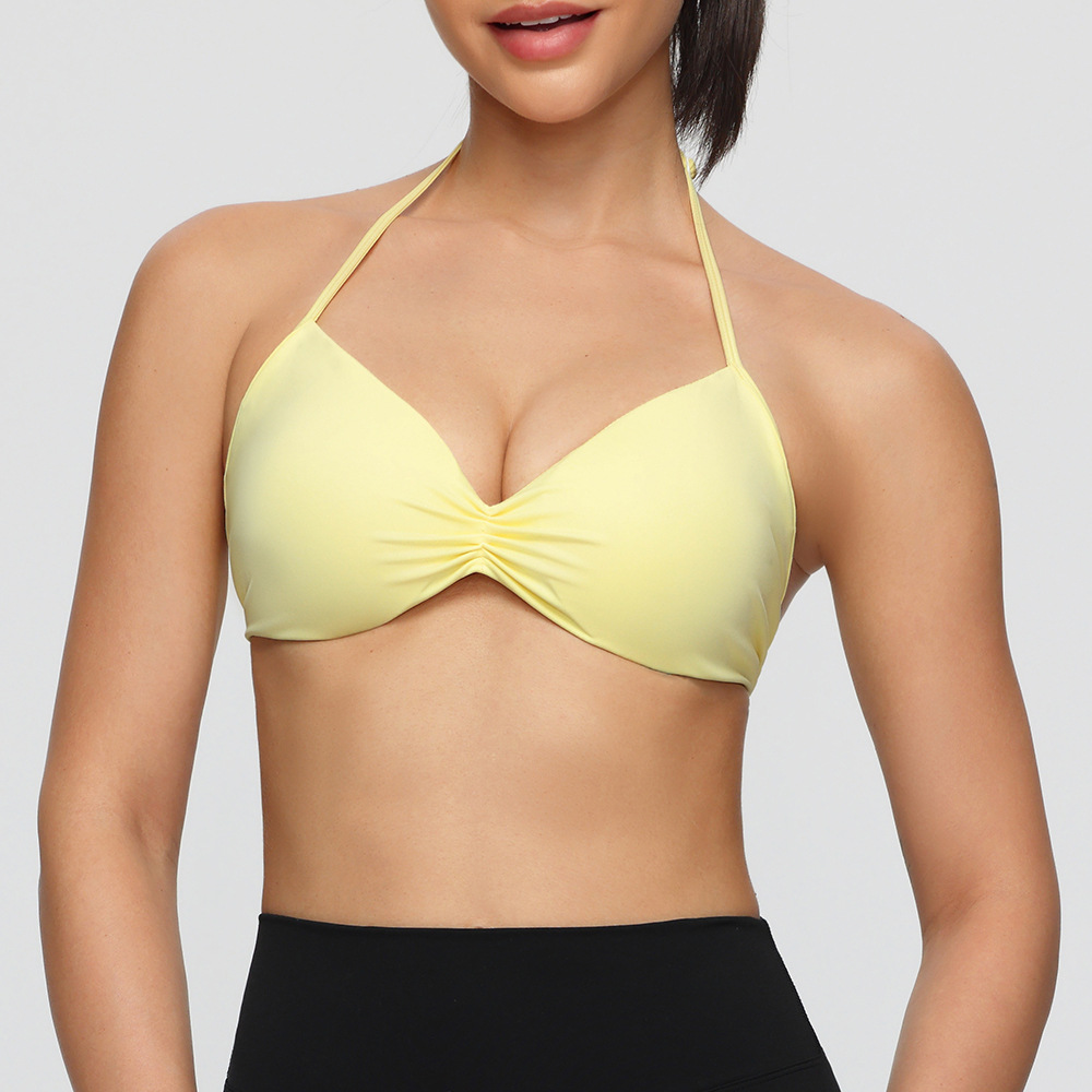 Europa y América Amazon nylon ropa interior de fitness sexy cintura delgada colgante bra deportivo desnudo chaleco de yoga rápido secado