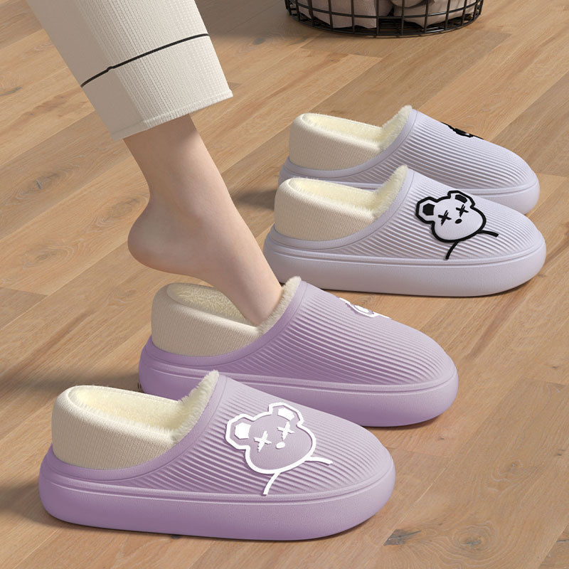 2024 New Bag with Cotton Slippers Women's Winter Couple Wear Non-slip Waterproof fleece-lined Warm Cotton Shoes for Men