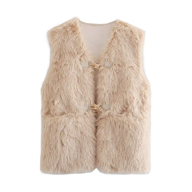 2025 Autumn New Products European and American Cross-Border Women's Street Fashion Faux Fur Warm Vest W050 9841