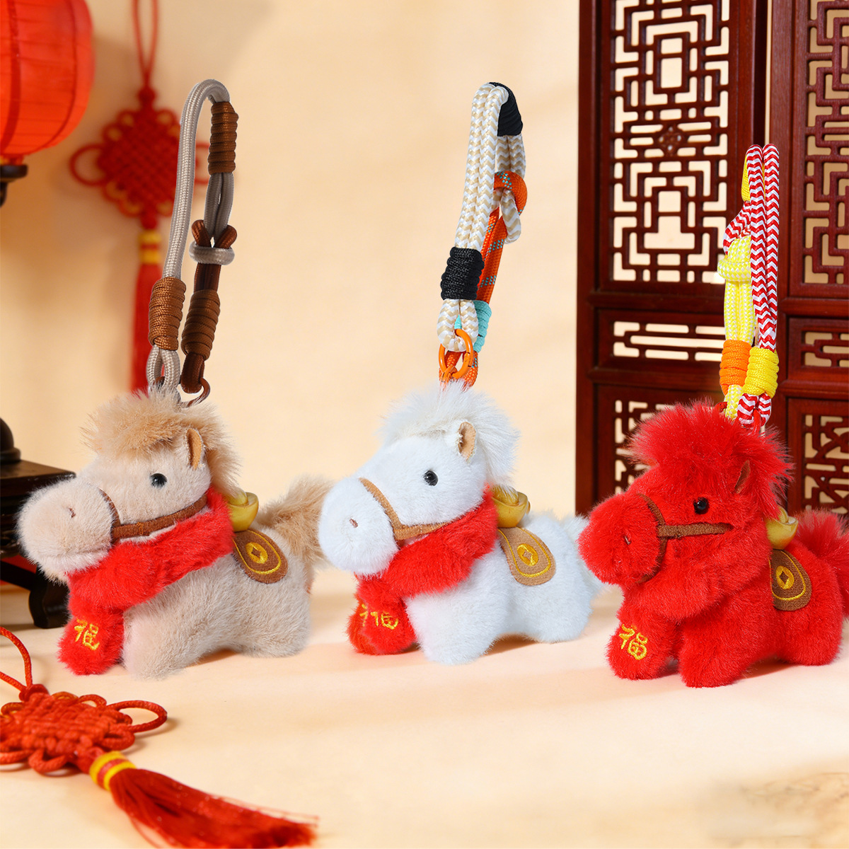 2026 New Year Year of the Horse Mascot Ingot Get Rich Quickly Pony Pendant Keychain Ornament Doll Gift Present