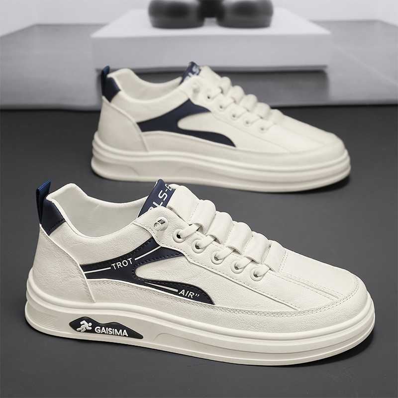 2025 primavera y verano nueva moda transpirable zapatos de tabla blanca zapatos de hombre zapatos deportivos casuales zapatos de cuero de hombre con suela plana zapatos de moda