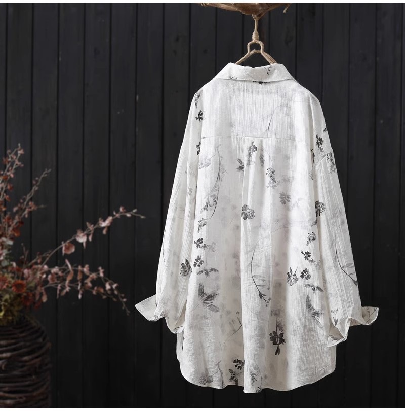 Regular Sleeve Sleeve Type Wholesale Women's Chinoiserie Casual Simple Style Flower Long Sleeve Blouses