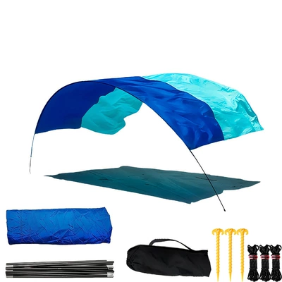 Outdoor Products Beach Canopy Wind-Powered Seaside Canopy Portable Sunshade Lightweight Quick-Open Beach Tent (Avtomobil yan çətirləri) - color-matching-500300cm-separate-curtain