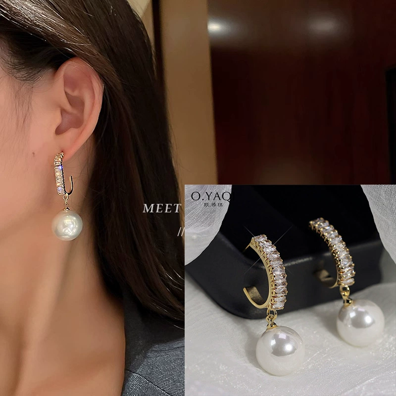 Серебро 925 серьги с жемчужиной, в корейском стиле, простой элегантный дизайн, 8 мм