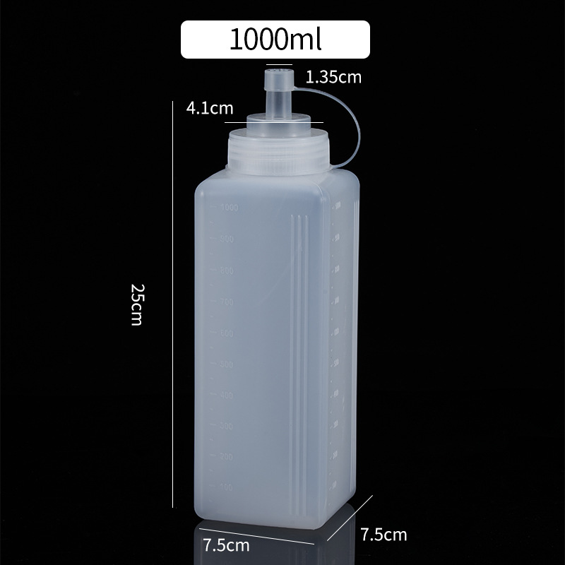 Botella de salsa exprimida de plástico cuadrado, mermelada, salsa de tomate, aderezo para ensaladas, botella de salsa de gran calibre, botella de salsa comercial, botella de salsa exprimida