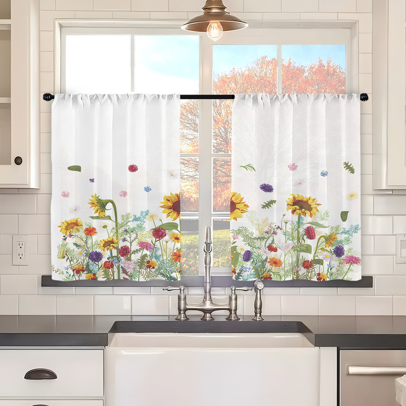2pcs kitchen short curtain cartoon pattern cross-border hot selling factory direct supply 3D digital printing waterproof and oil-proof 2pcs kitchen short curtain cartoon pattern cross-border hot selling factory direct supply 3D digital printing waterproof and oil-proof
