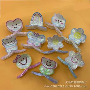 Super Fairy Pink Rabbit Jelly Girl's Sweet Grab Clip Flower Disc Hair Back of Head Shark Clip Small Fragrant Wind Hair