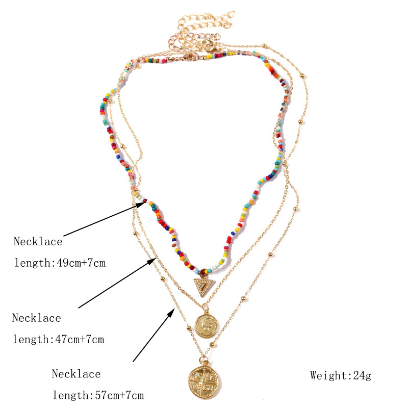 Bohemian Handmade Rice Beads Coin Multi-layer Necklace display picture 1