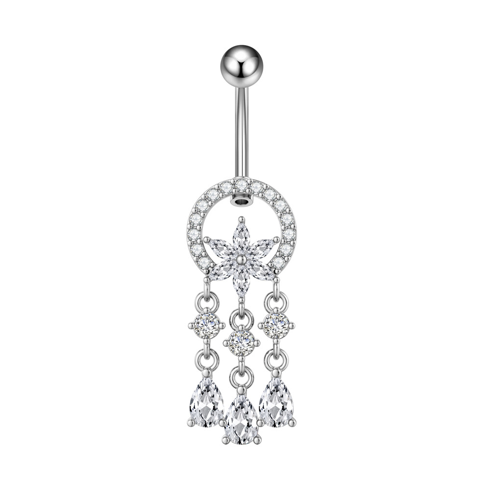 Nouveau piercing Cross-border R : Cœur, Cerise, Perle, Lune, Pentagramme, Zirconium, Papillon, Zircon, Acier inoxydable_voghion.com
