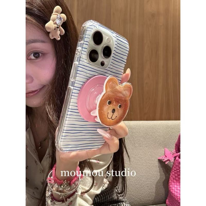简约涂鸦蓝线条小熊磁吸适用于苹果16promax手机壳15保护套1413女|undefined