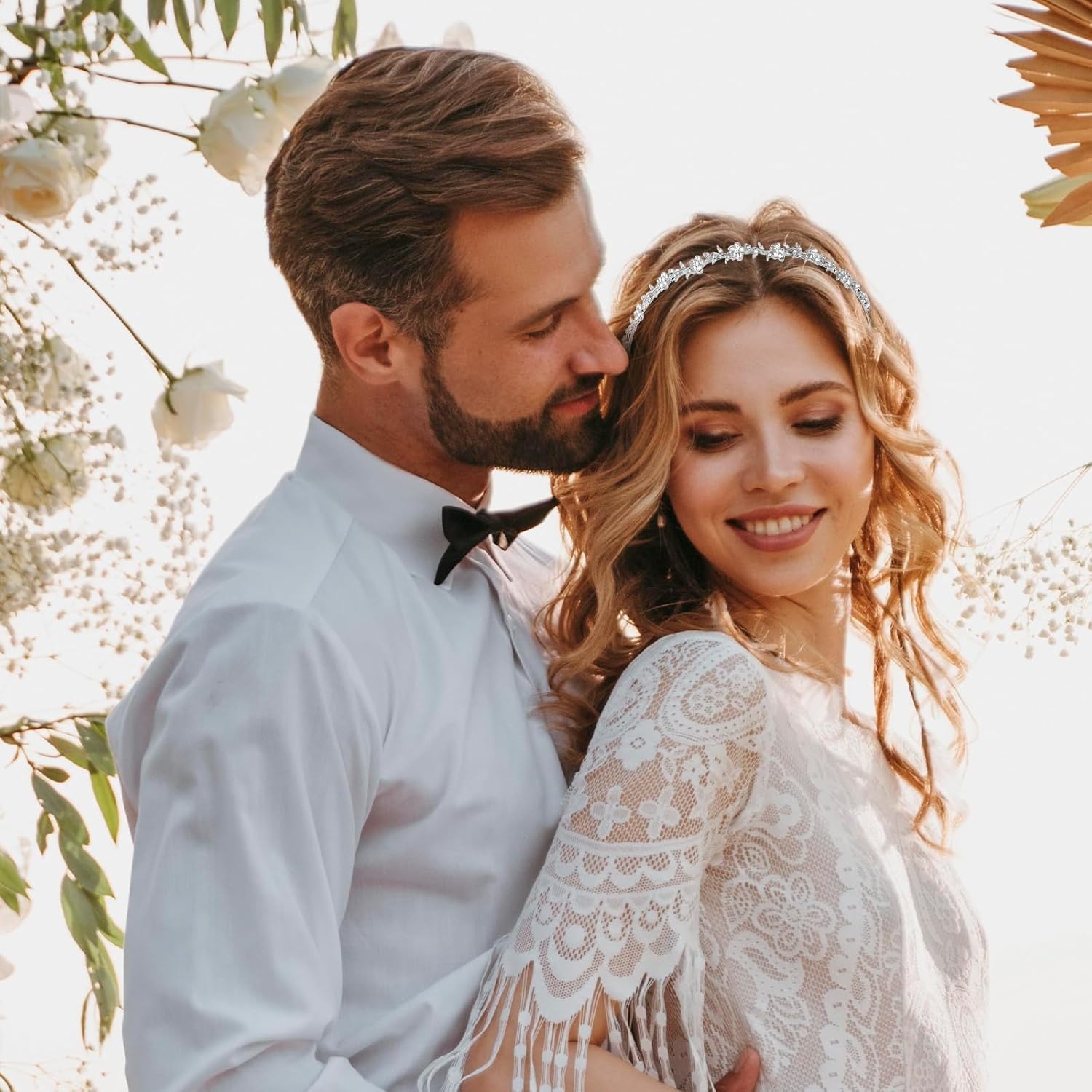 Diadema de diamantes de imitación de venta caliente de comercio exterior, diadema delgada de una fila, traje de cuatro piezas de sentido avanzado, accesorios para la cabeza de boda elegantes y versátiles