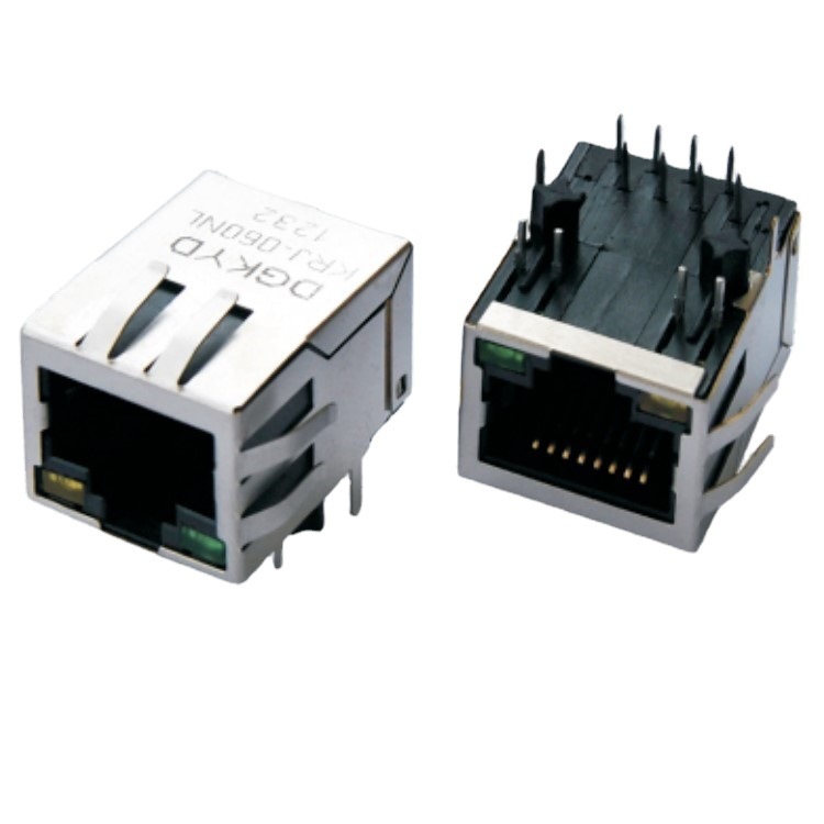 厂家供应网孔RJ45母座带灯  RJ45电脑网络插座   网络RJ45插孔