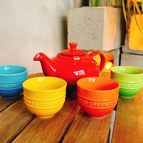 Kool Color Le Creuset Tea Pot and Cup Set Ceramic Four-Piece Set Home Gift Box Set