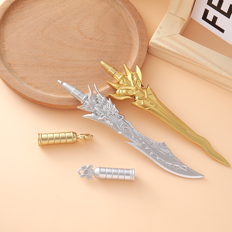 Pluma de góner con forma de arma creativa, papelería linda, espada, pluma de agua, herramienta de escritura para estudiantes, premio, regalo, pluma de góner
