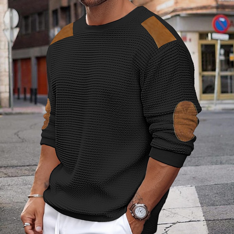 2024 Ősz/Tél Új Férfi Kötöttáru Kerek Nyakú Hosszú Ujjú Varrásos Pulóver Slim Fit_voghion.com